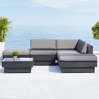 salon, de, jardin, en, rotin